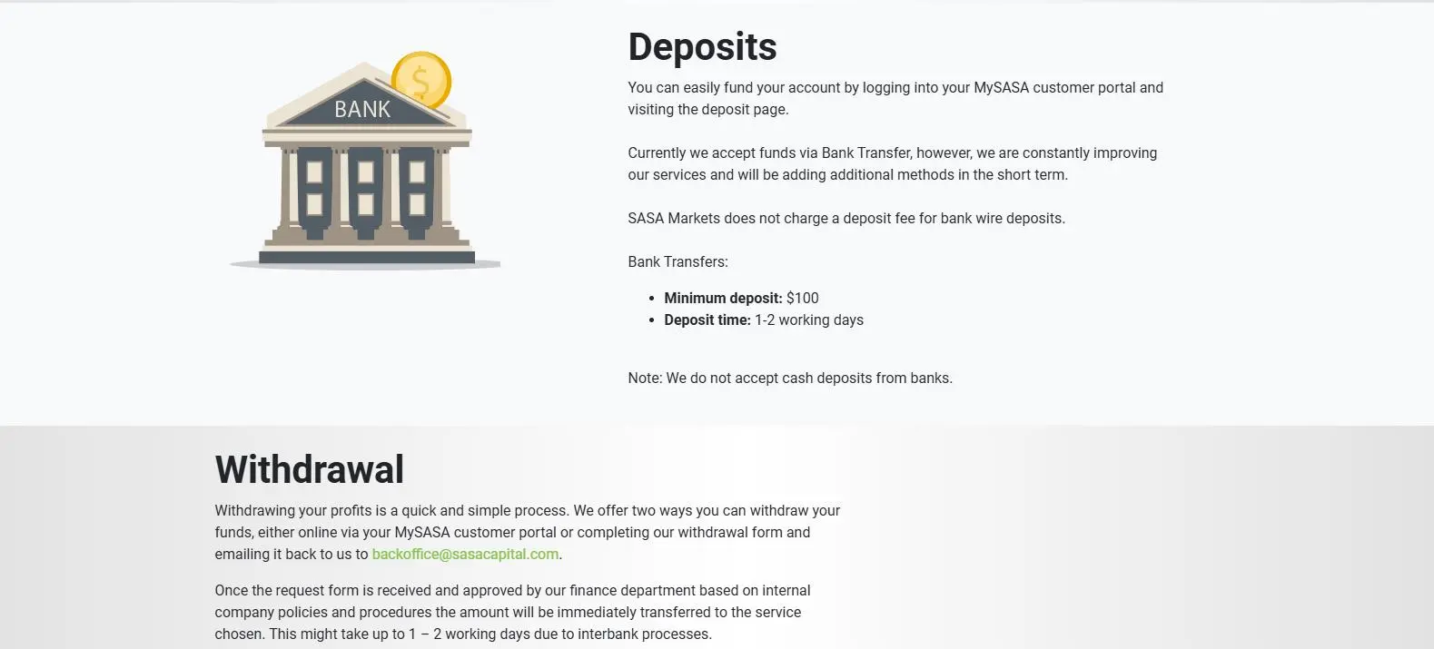 Deposit and Withdrawal Deposit and Withdrawal