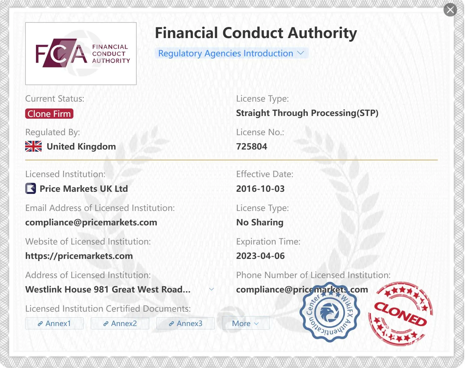 Licence clone FCA Licence clone FCA