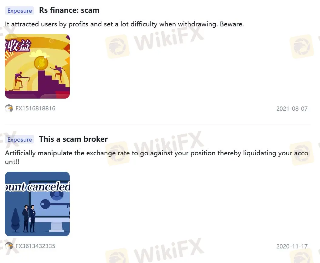 Negative RS Finance Reviews on WikiFX