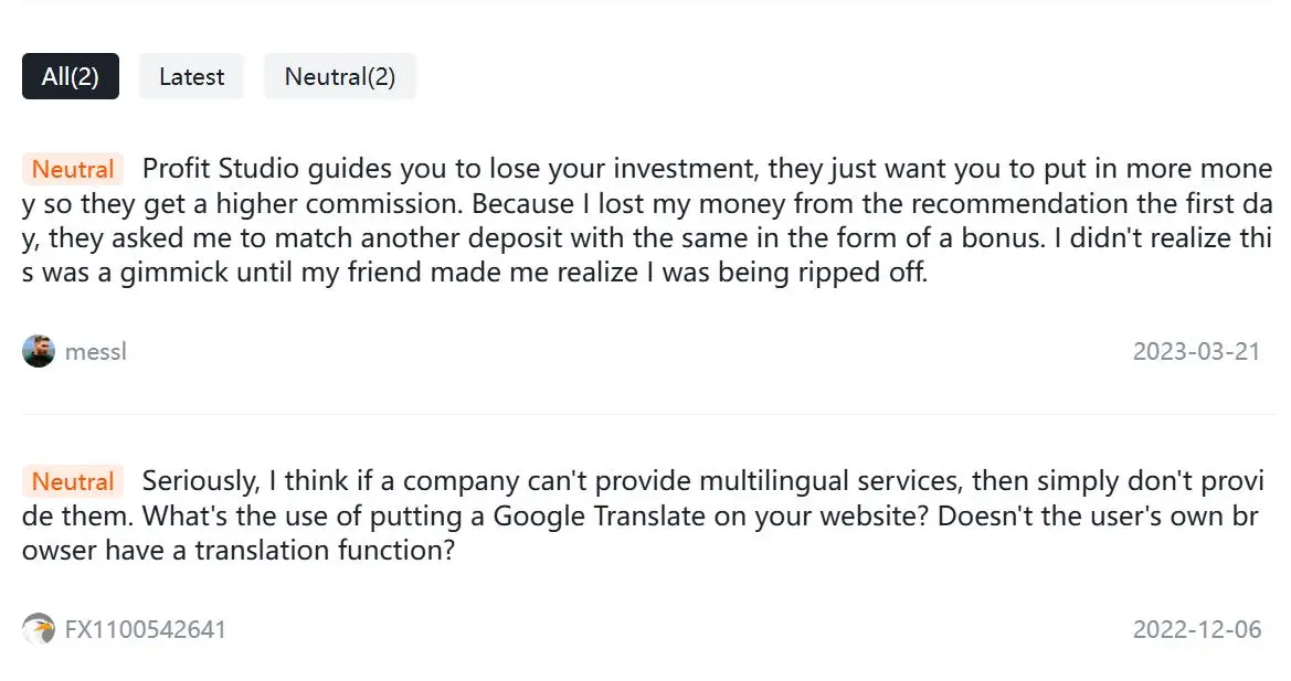 Profit Studio Reviews on WikiFX Profit Studio Reviews on WikiFX