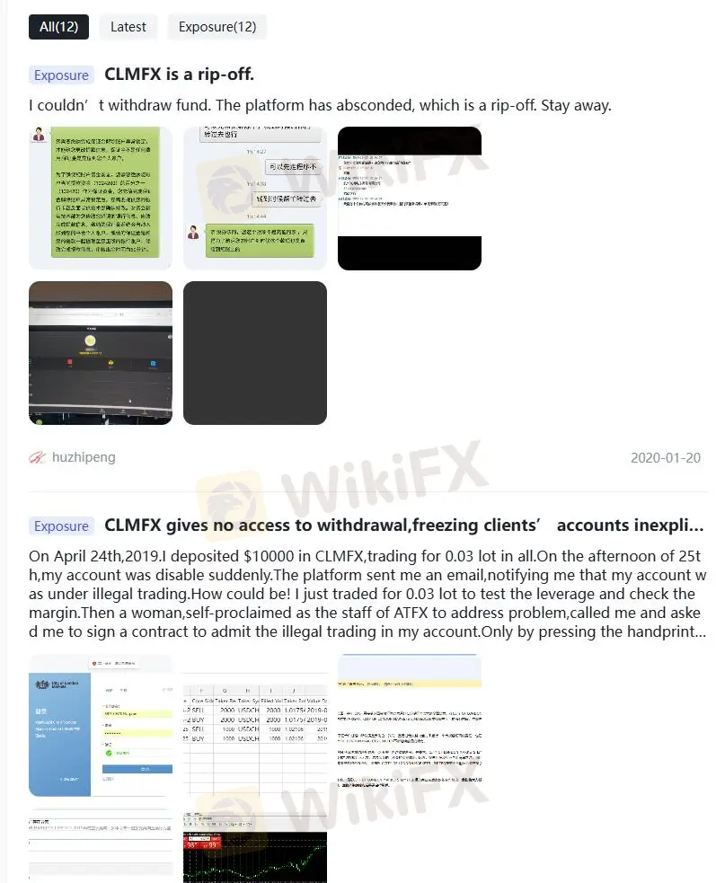 Avis négatifs sur CLMFX sur WikiFX