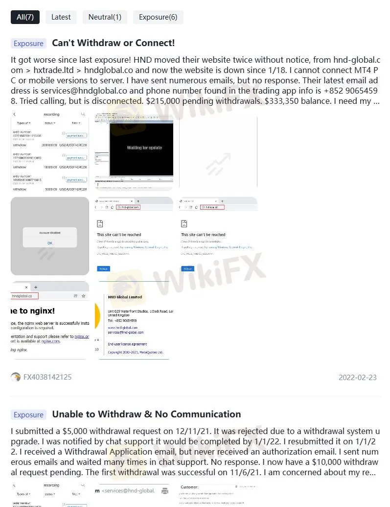 Negative HND Bewertungen auf WikiFX