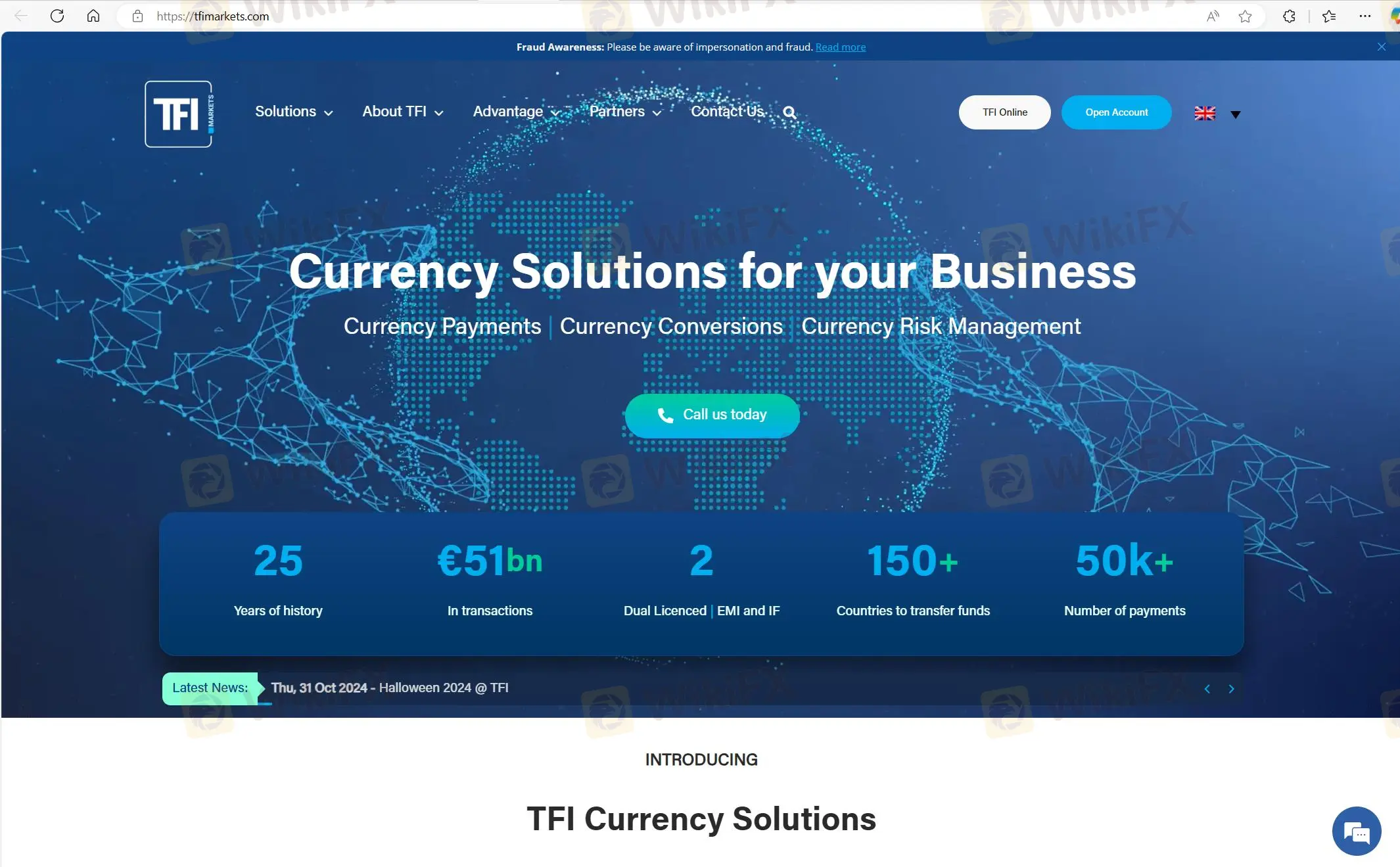 TFI's homepage