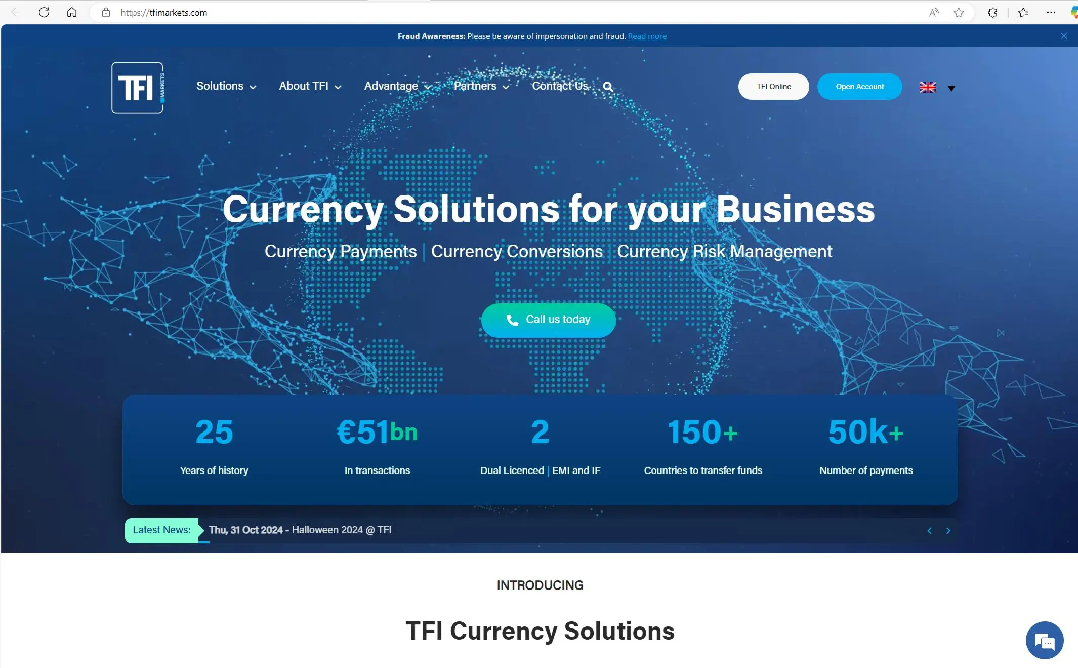 TFI's homepage
