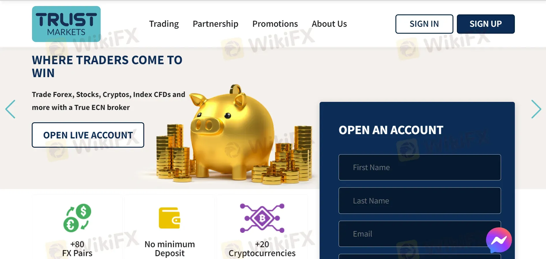 โฮมเพจของ Trust Markets