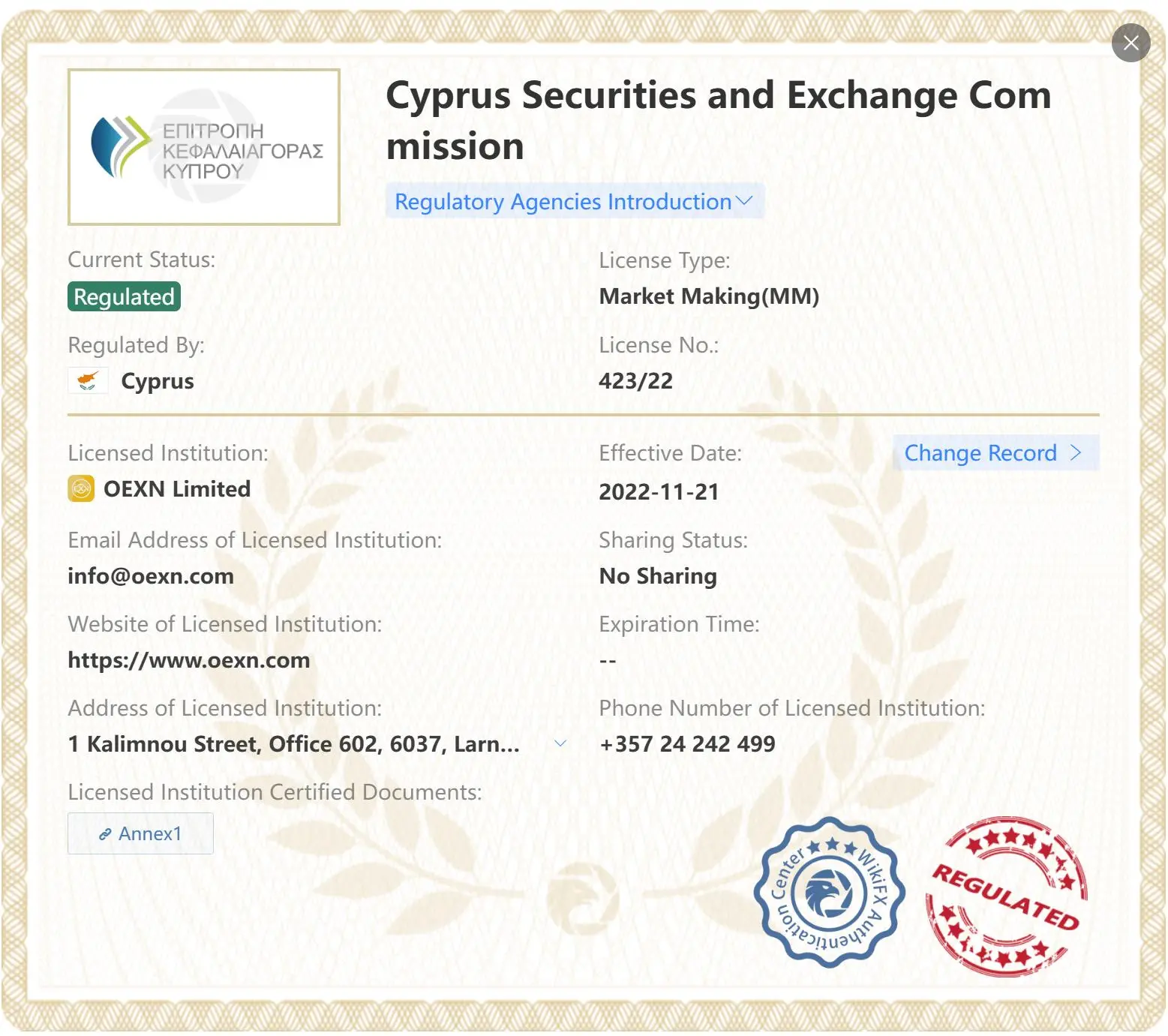 Регулируется CySEC Регулируется CySEC
