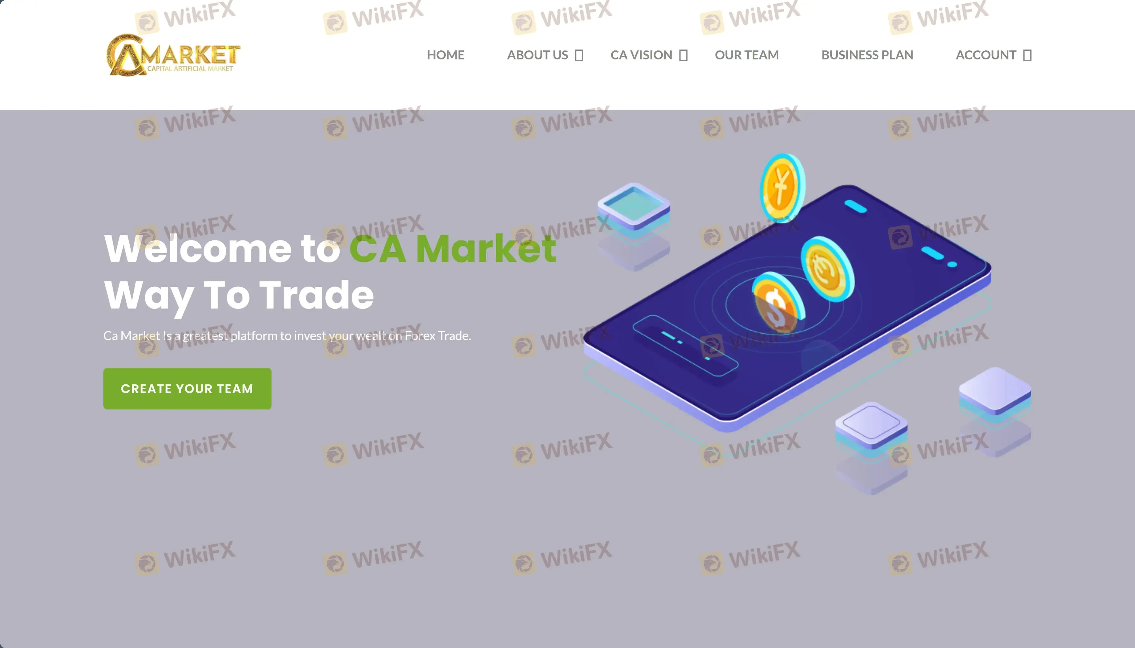 الصفحة الرئيسية لـ CA Market