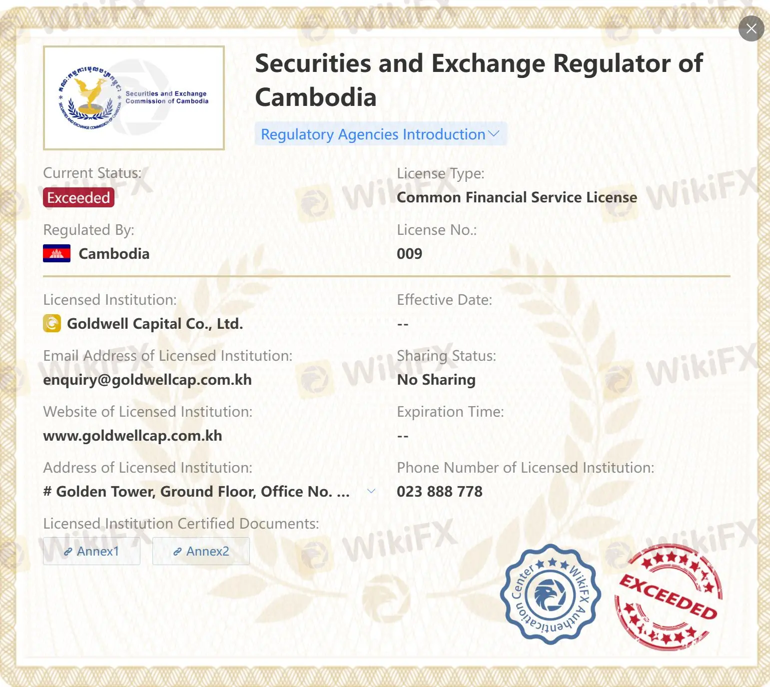 Exceeded SERC license