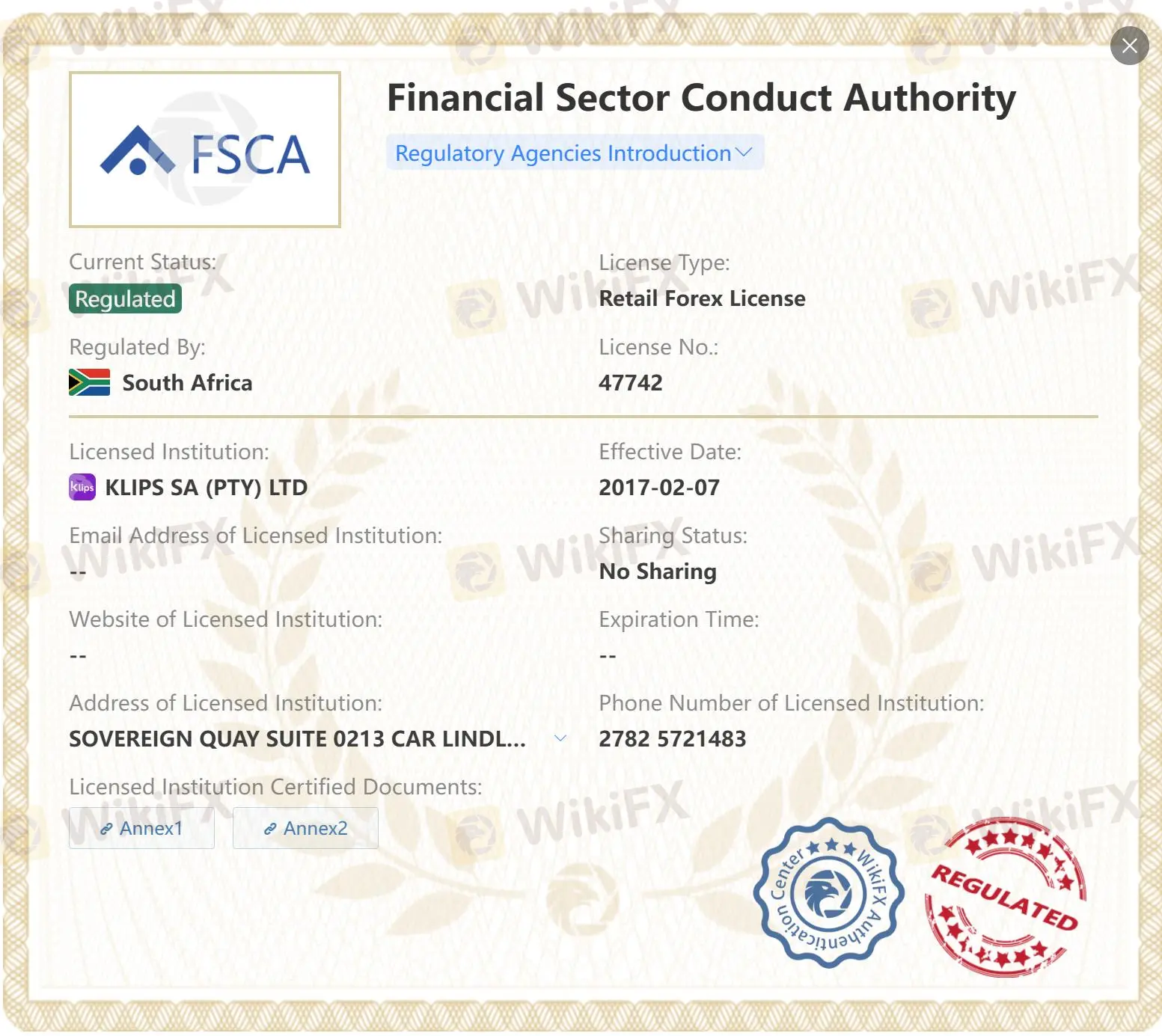 Regulated by FSCA