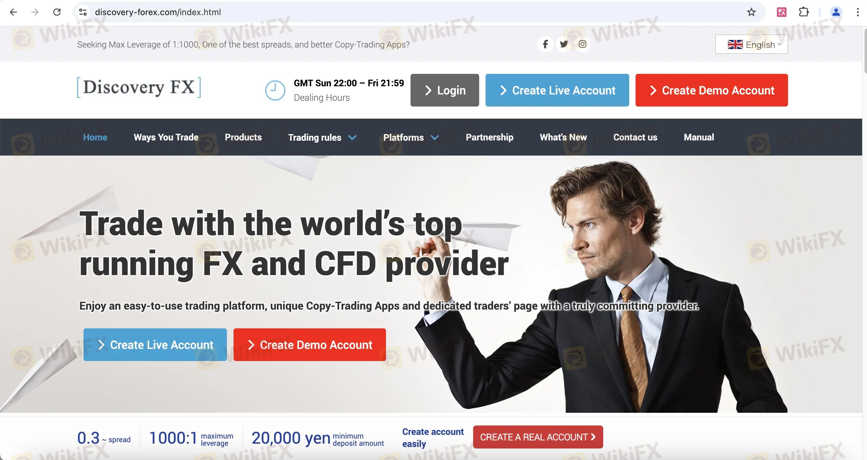 Discovery Forex's homepage