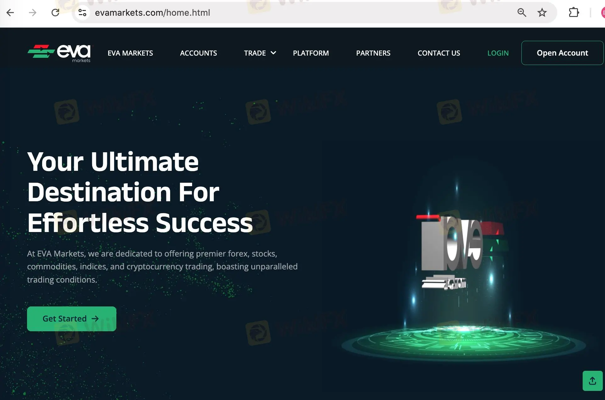 EVA Markets' homepage