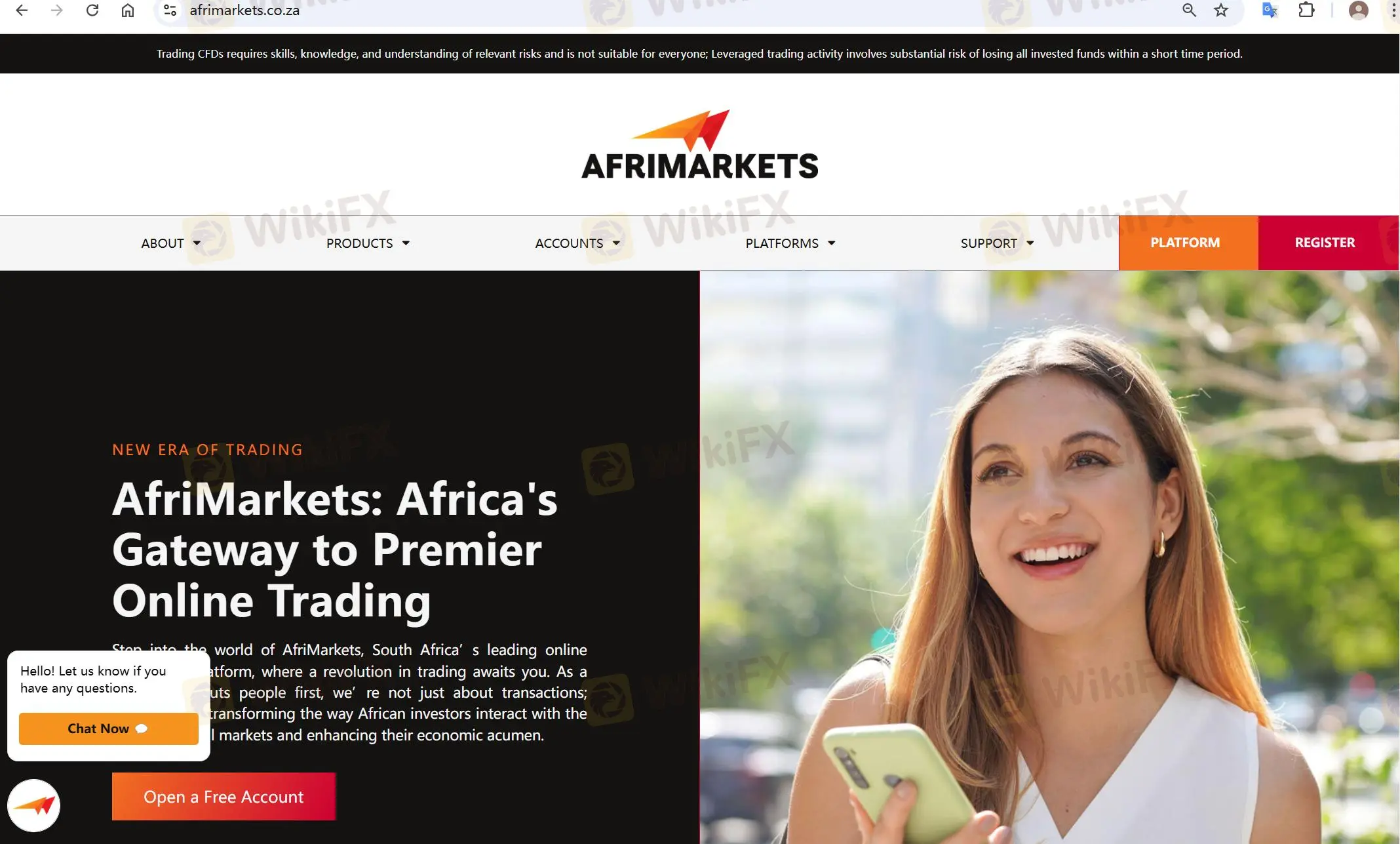 AfriMarkets' homepage
