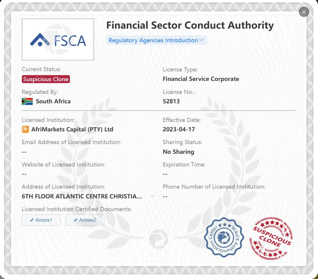 Suspicious clone FSCA license