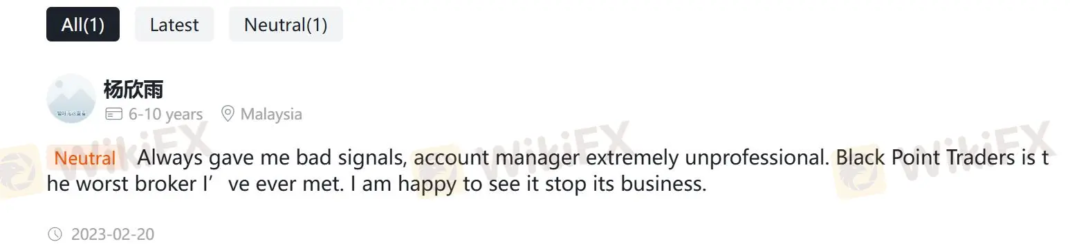 Black Point Traders在WikiFX上的评论