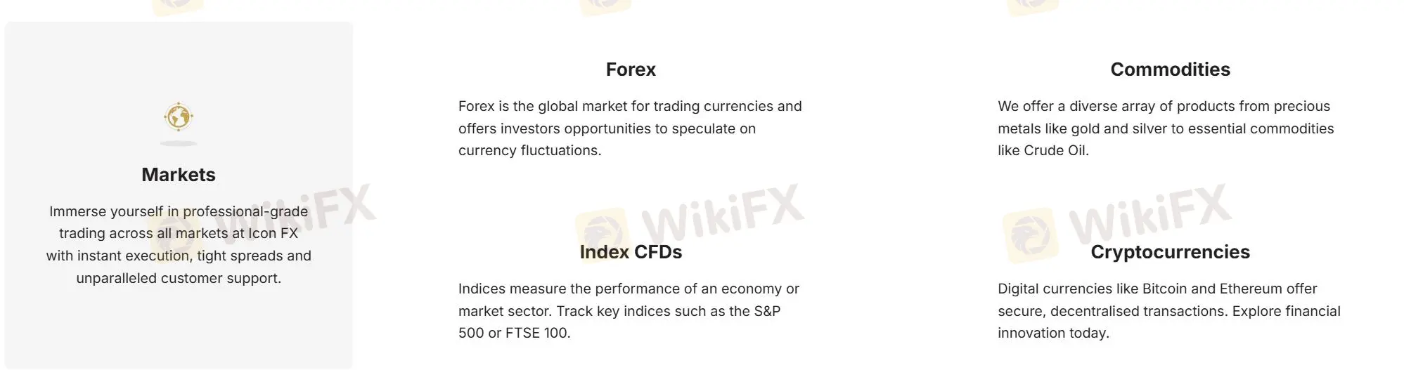 สิ่งที่ฉันสามารถซื้อขายได้บน Icon FX?