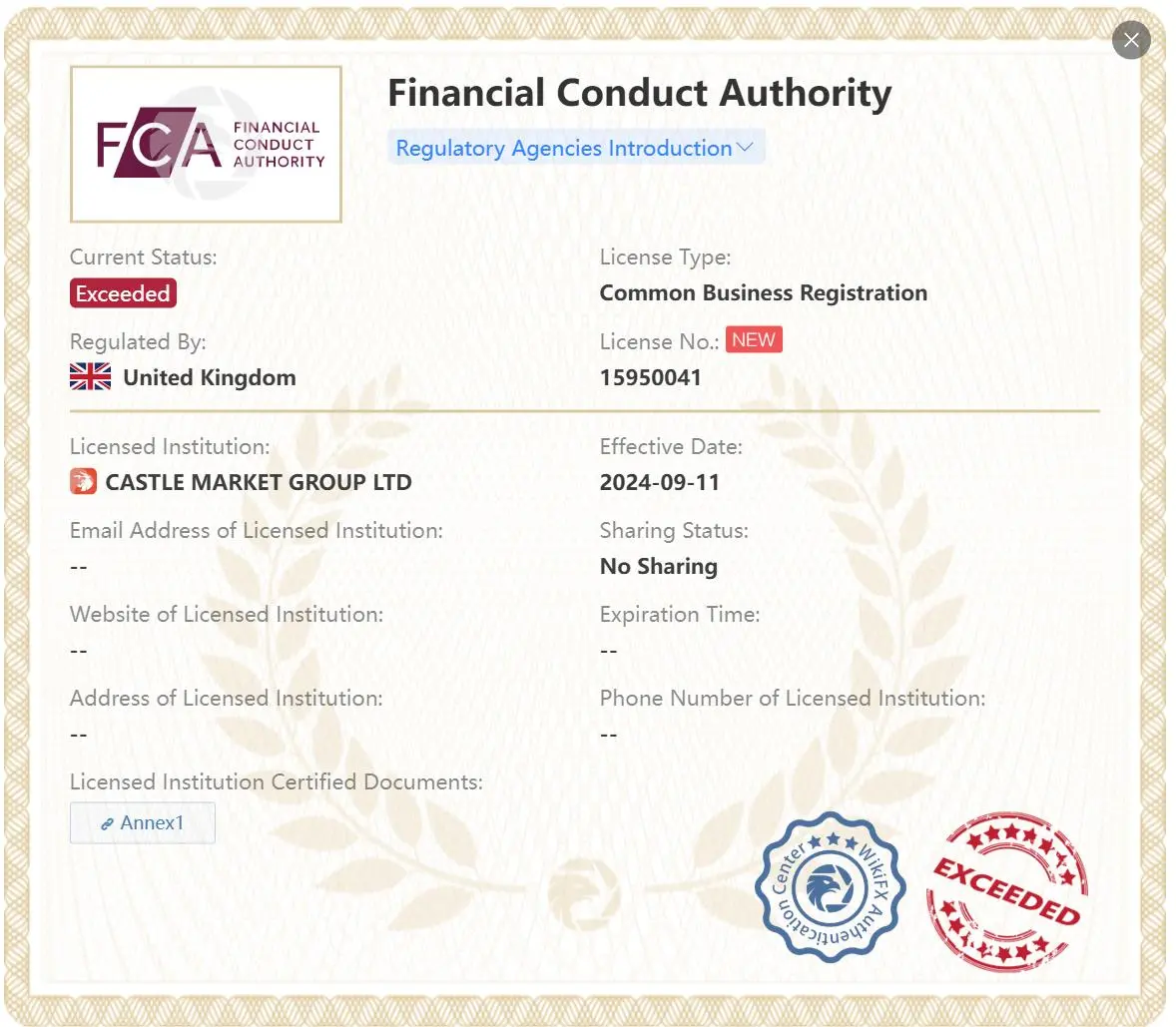 Licencia FCA excedida