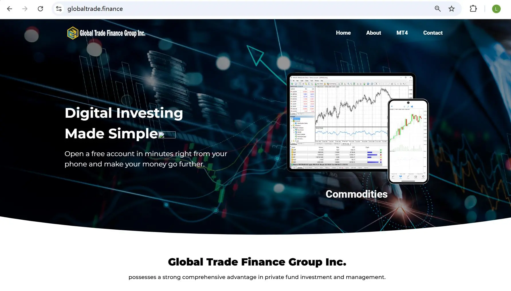 Global Trade Finance's homepage