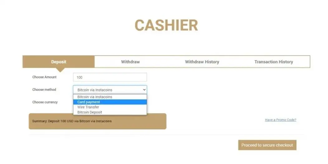 Deposit and Withdrawal