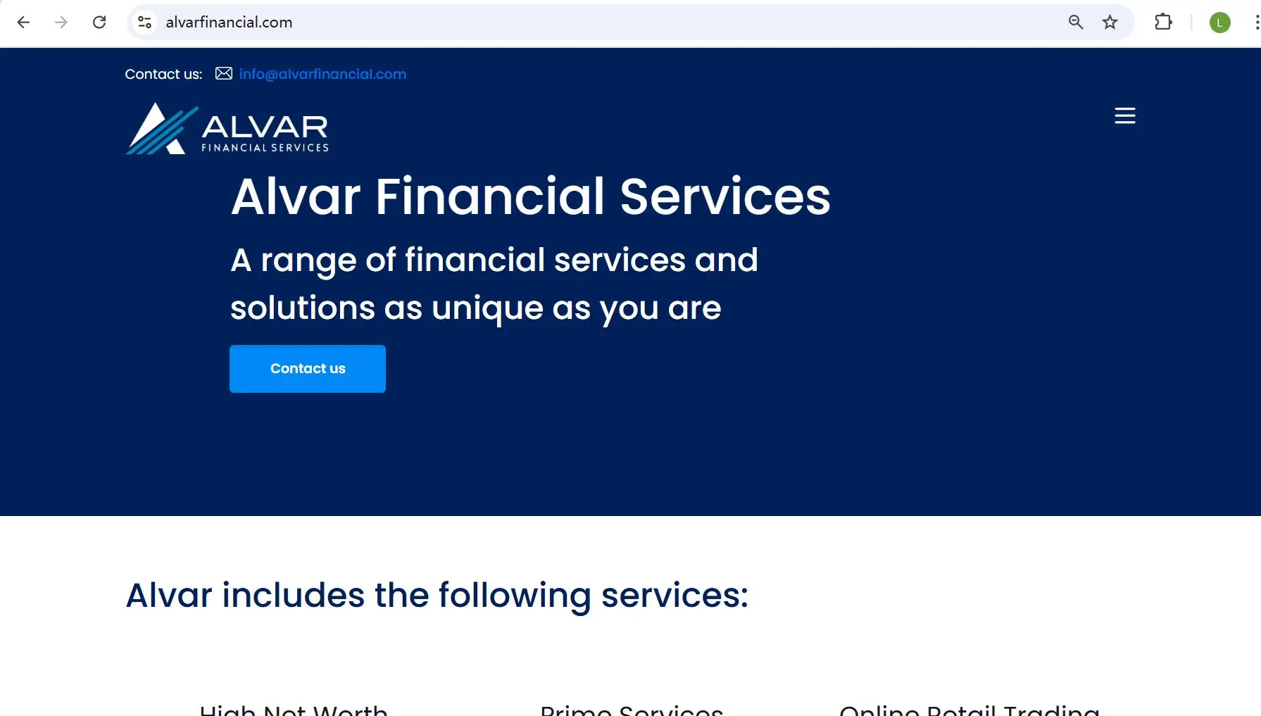 Alvar Financial Services Sınırlı'nın ana sayfası Alvar Financial Services Sınırlı'nın ana sayfası