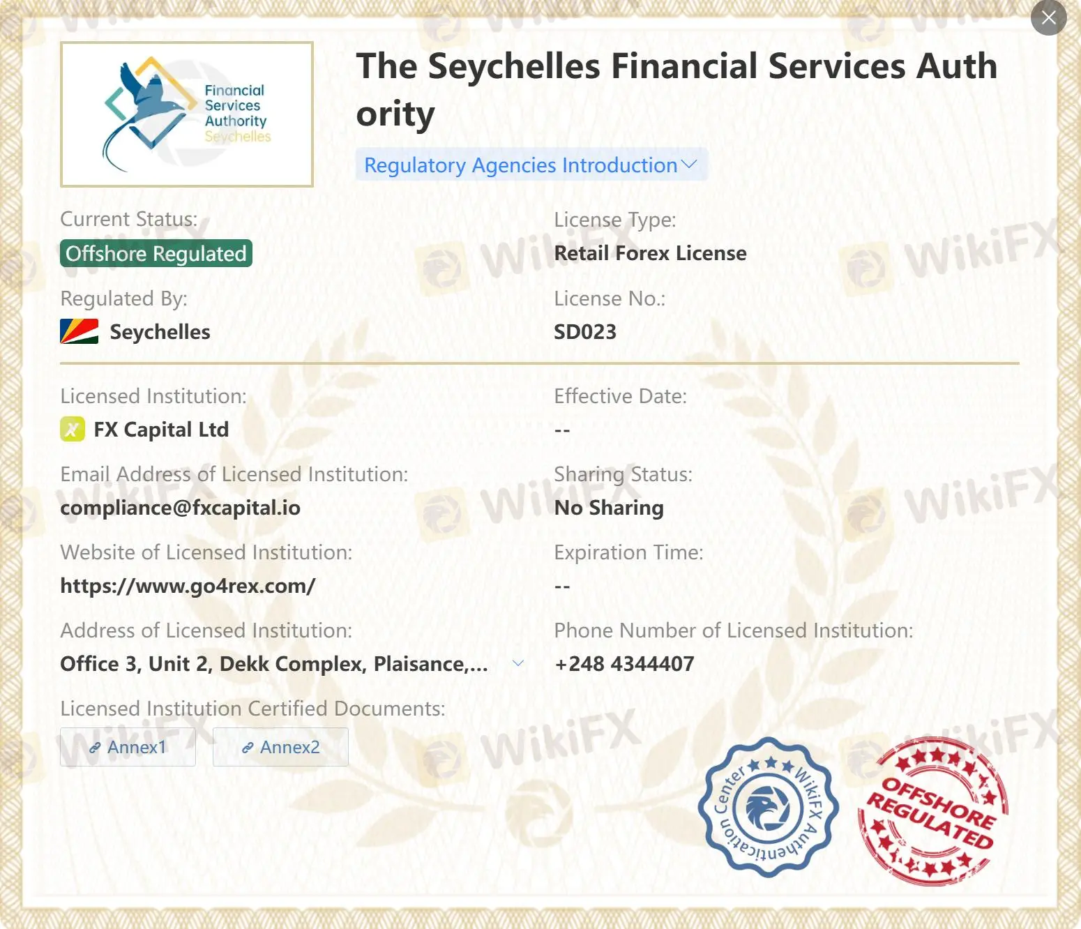 Offshore regulated by FSA