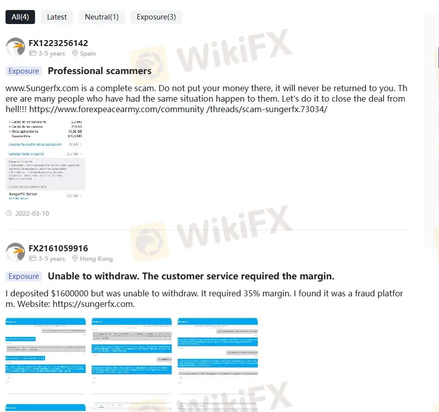 Negative Sunger Reviews on WikiFX