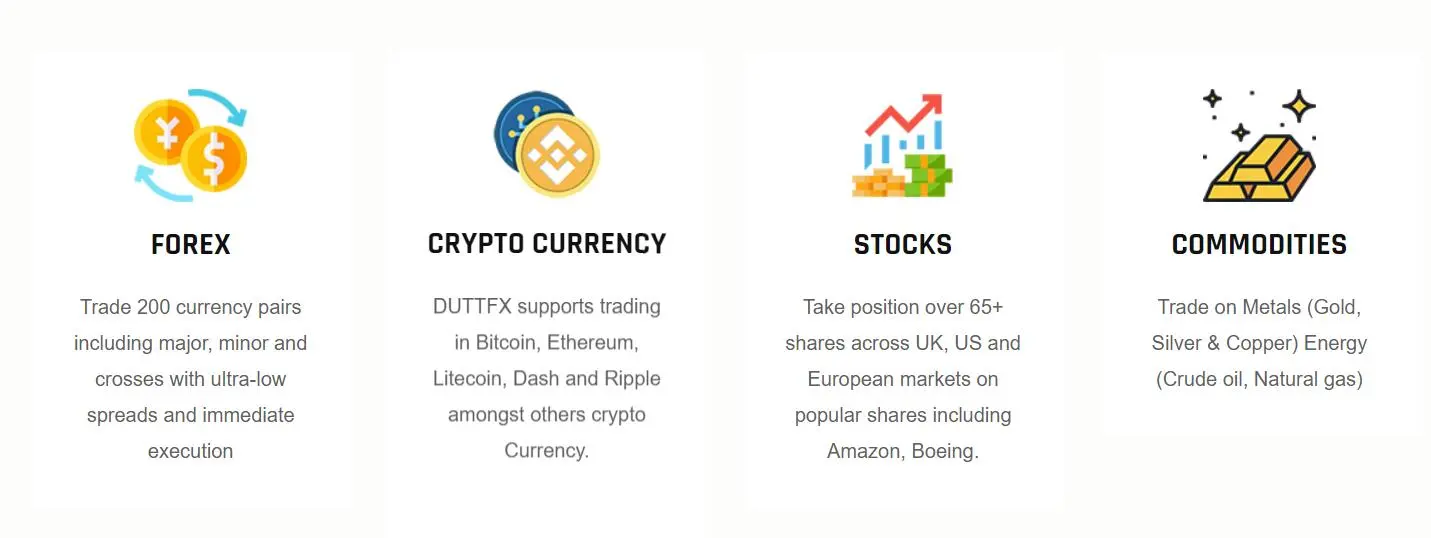 What Can I Trade on Duttfx Markets?
