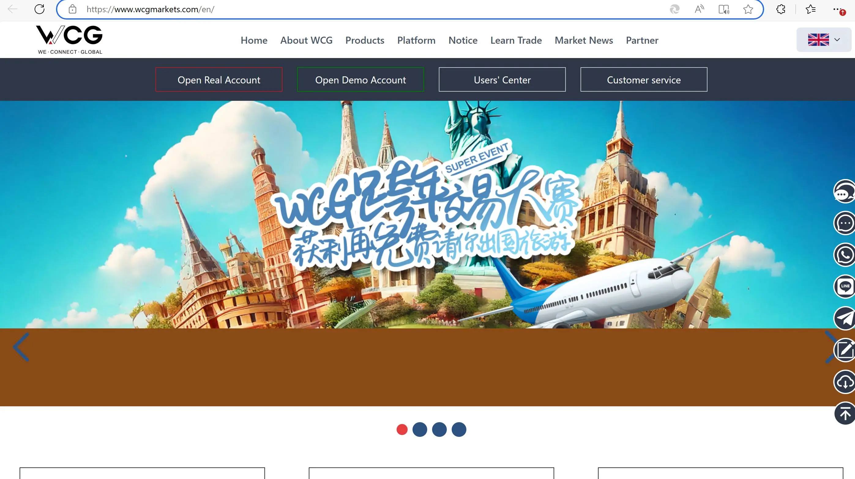 WCG Markets' homepage