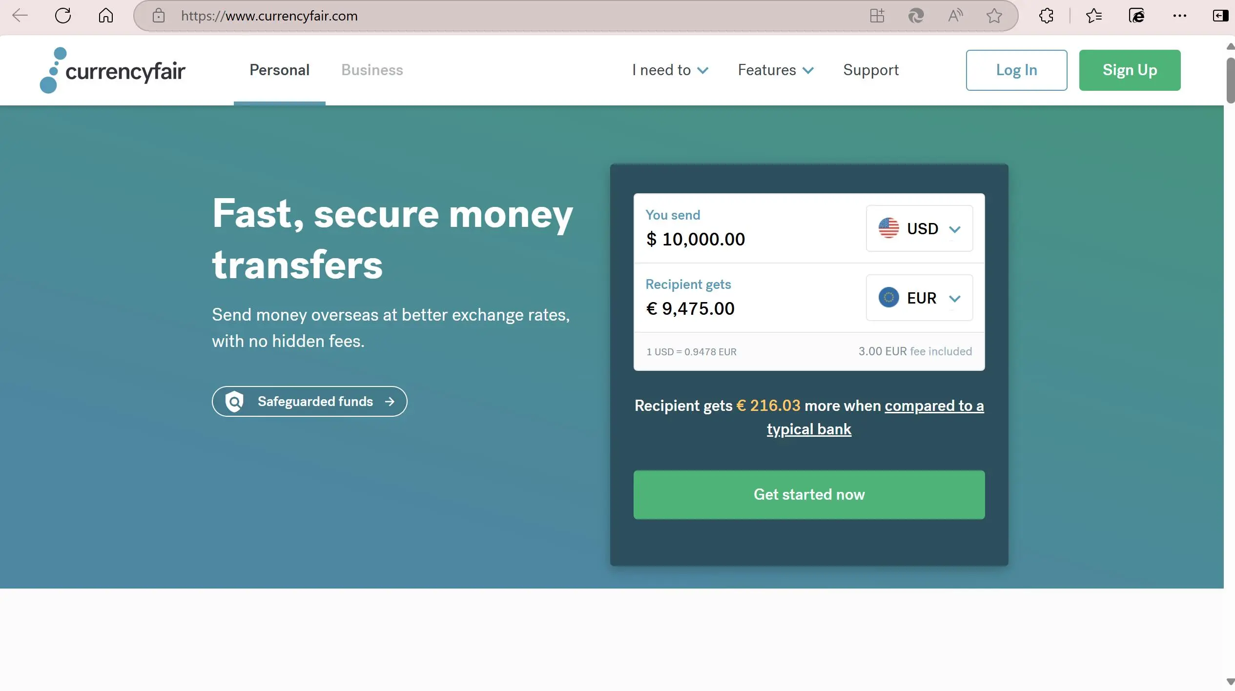 CurrencyFair's домашняя страница CurrencyFair's домашняя страница