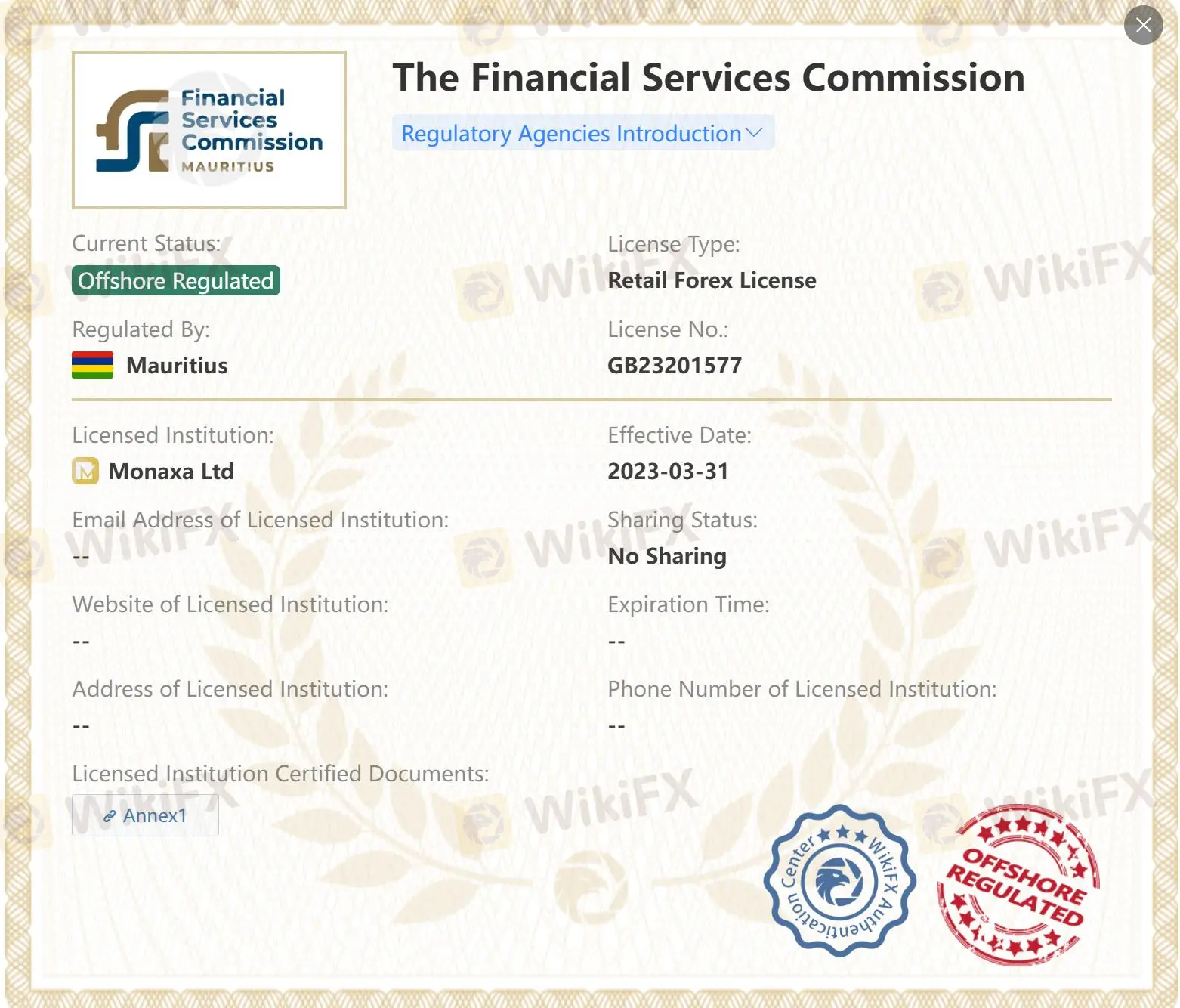 Quy định ngoại khơi bởi FSC