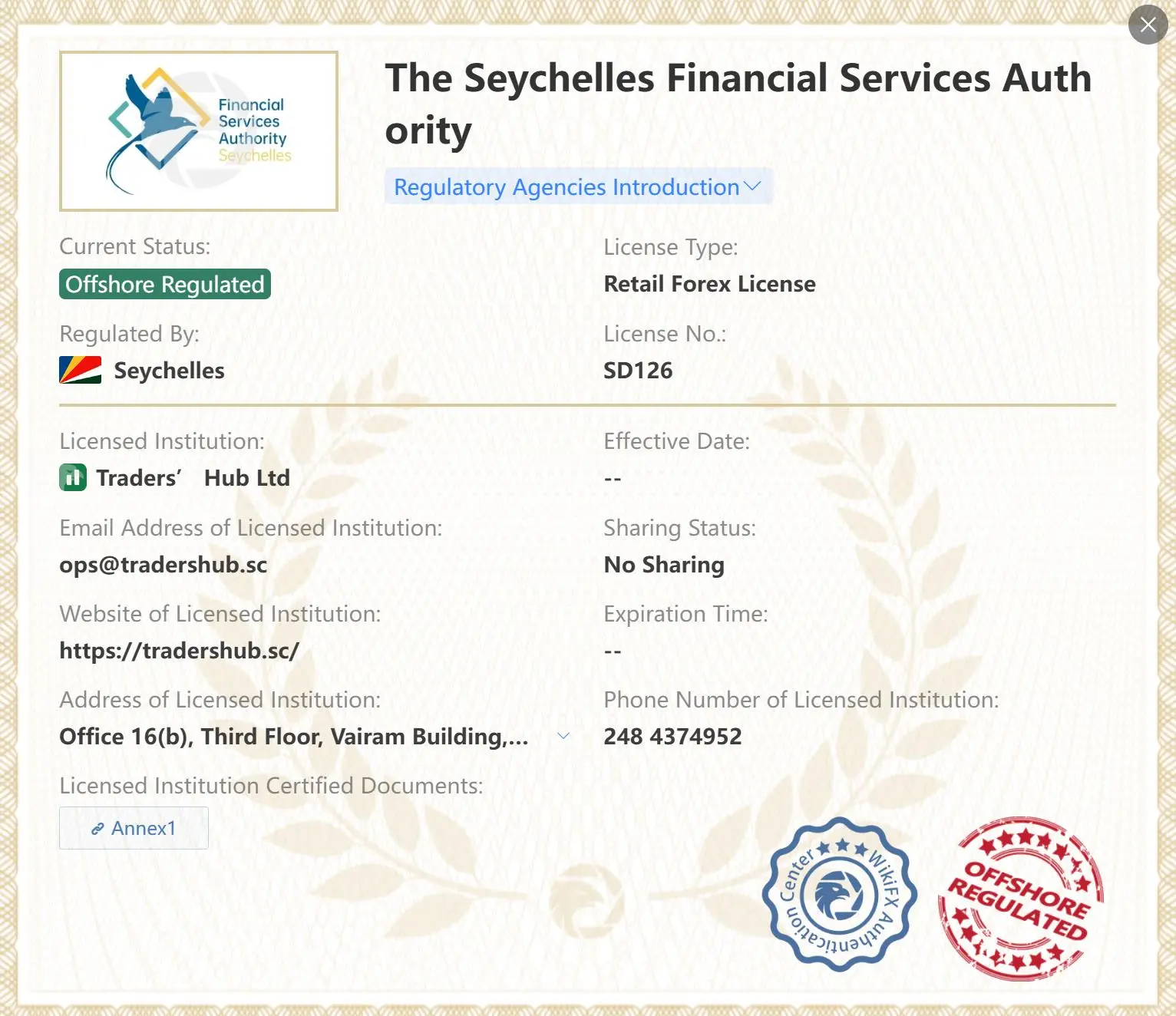 Regulado offshore por FSA Regulado offshore por FSA