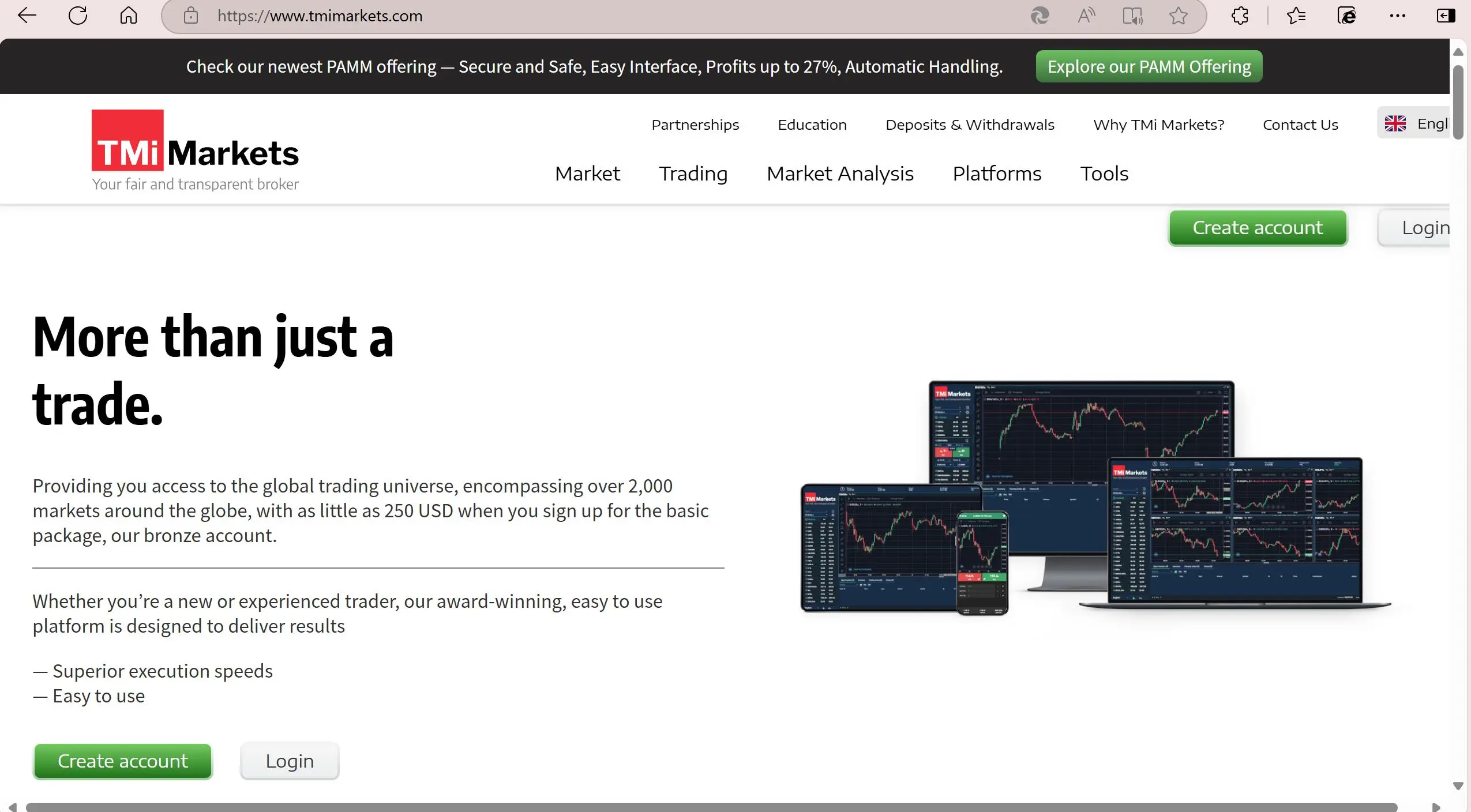 TMi Markets' homepage