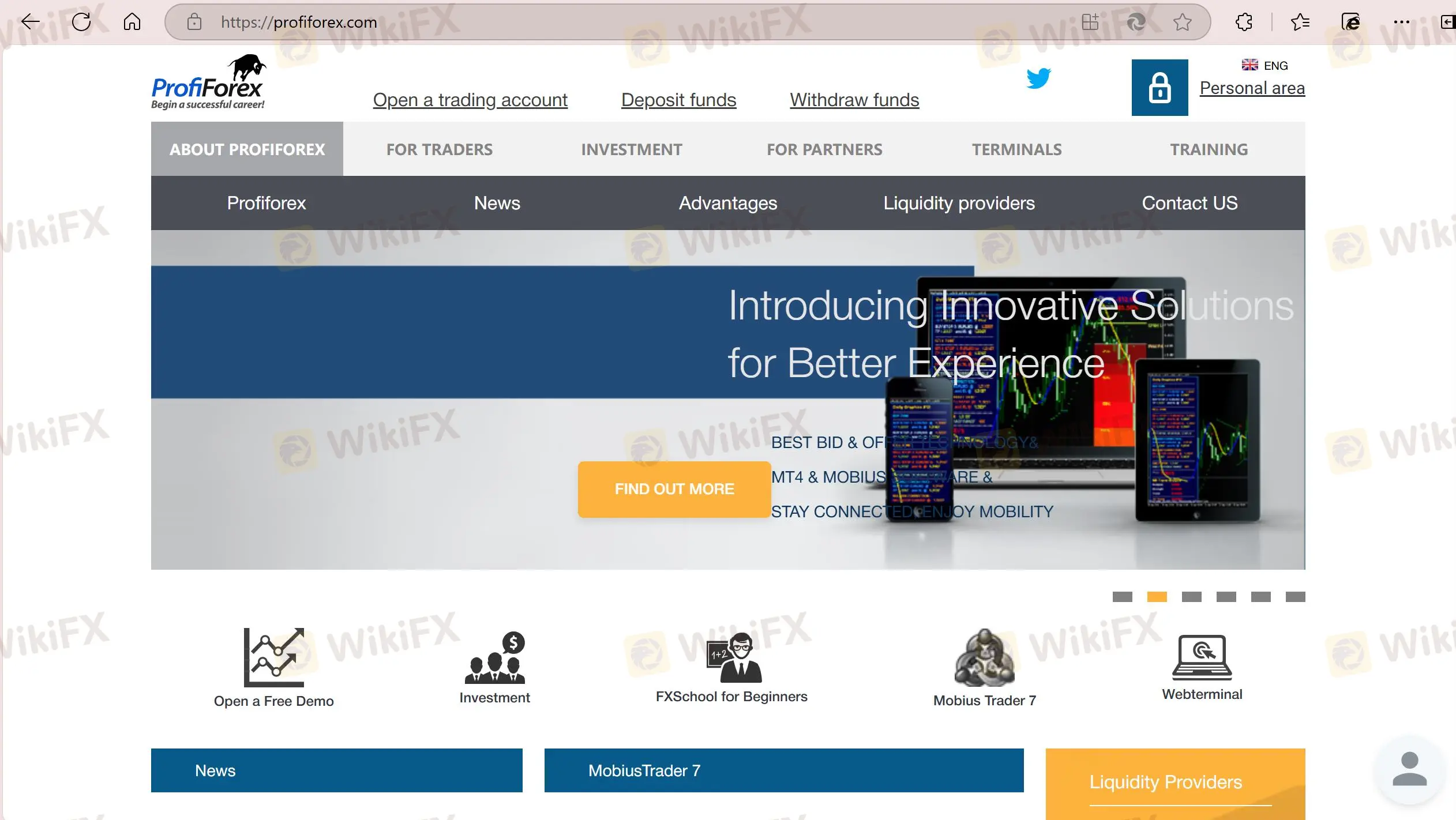 Profiforex's homepage