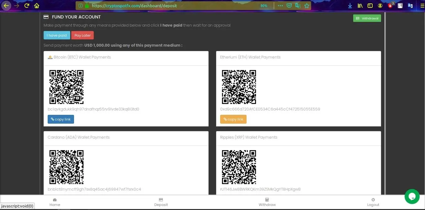 Deposit and Withdrawal