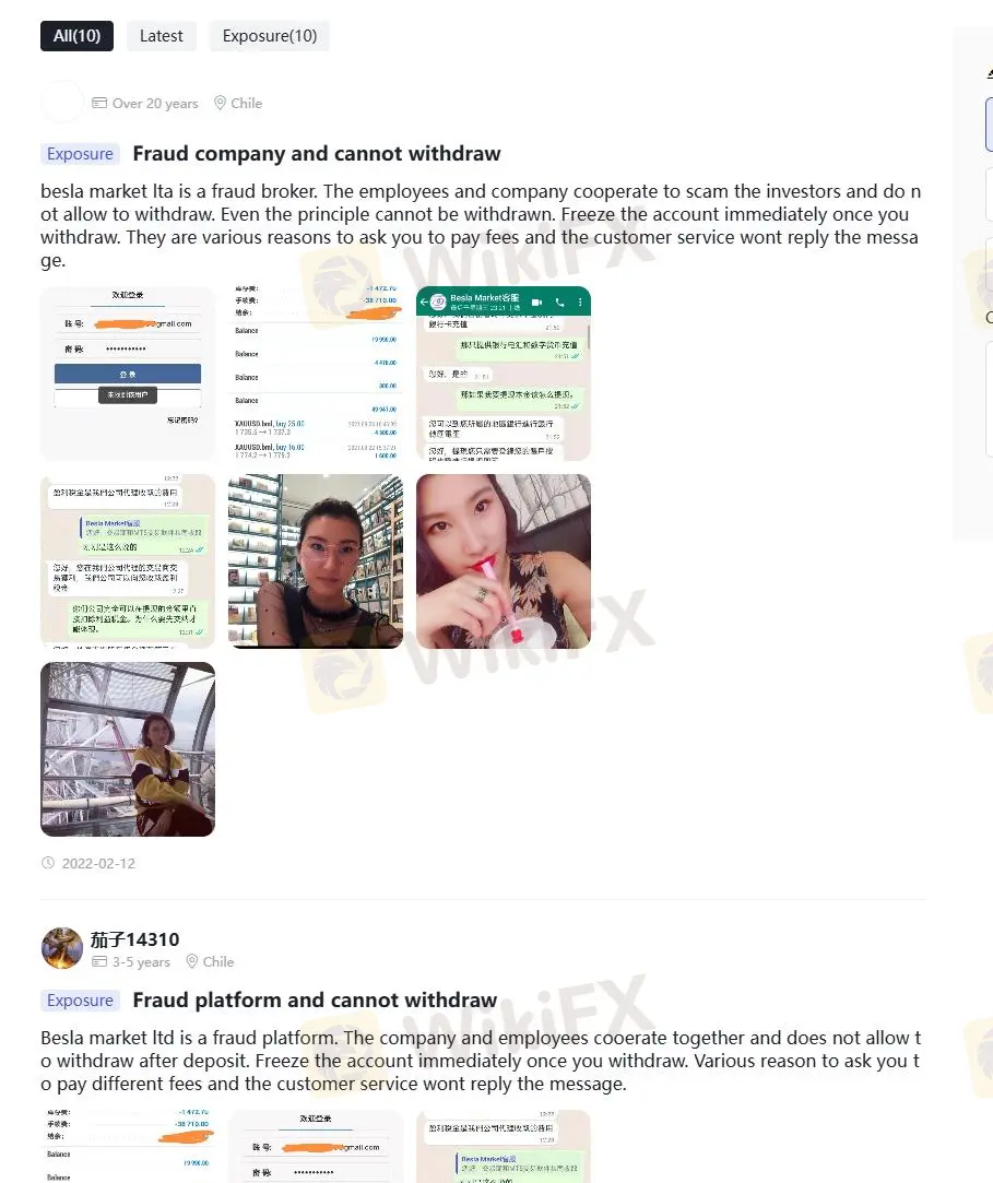 WikiFX上Besla Market Ltd的負面評論