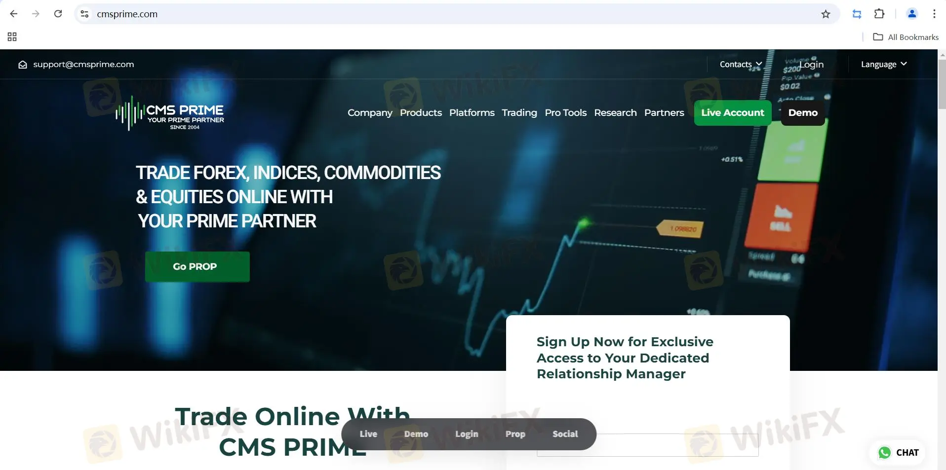 CMS Prime's homepage