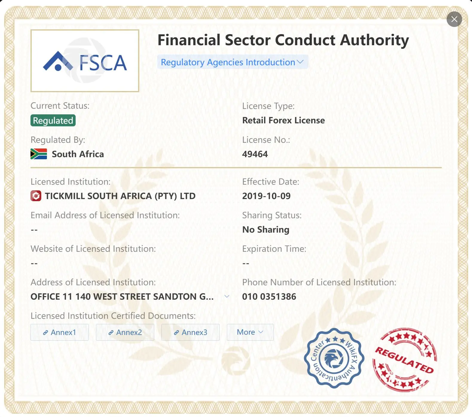 Regulated by FSCA Regulated by FSCA