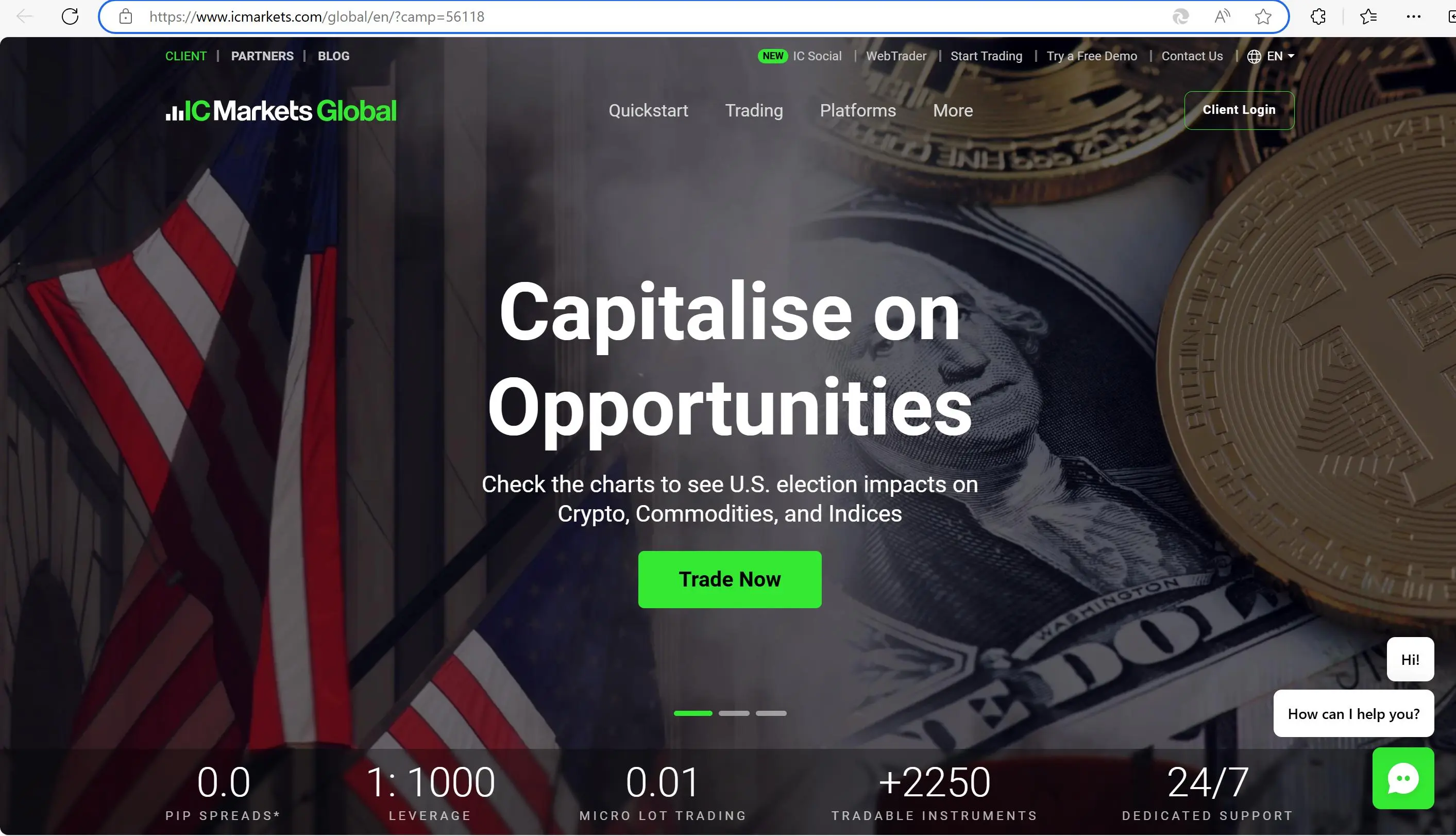 IC Markets Global's homepage