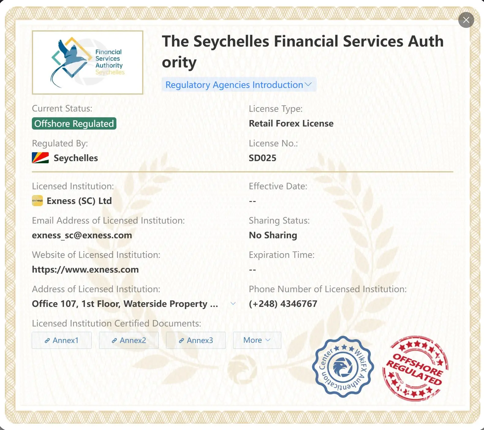 Offshore regulated by FSA Offshore regulated by FSA