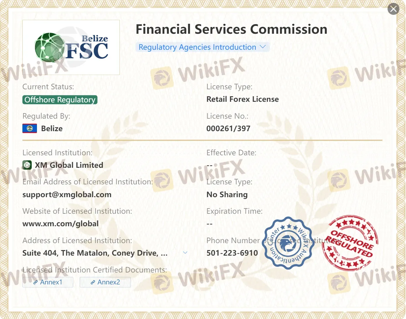 Offshore regulated by FSC