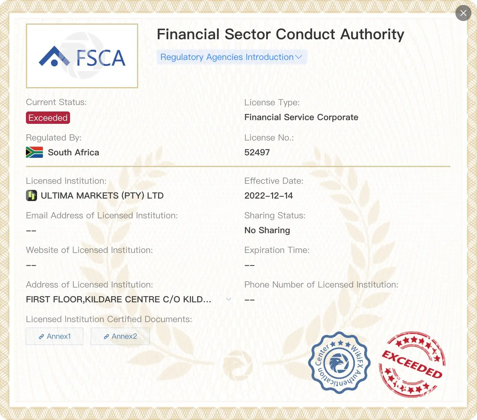 Regulatory Status Regulatory Status