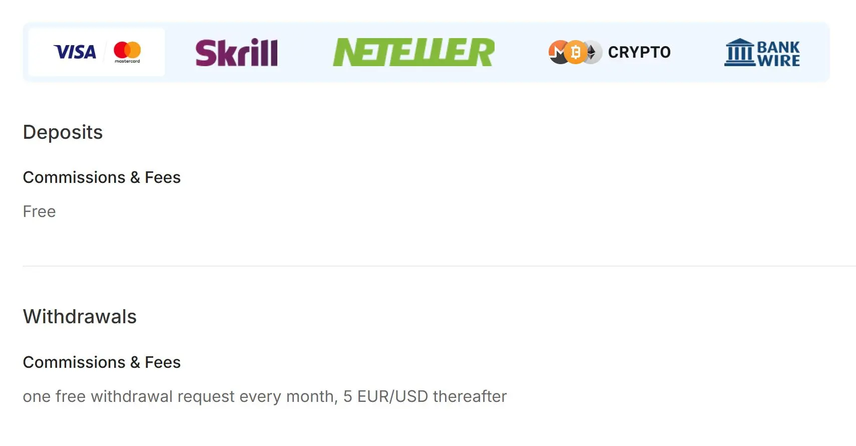 Deposit and Withdrawal Deposit and Withdrawal