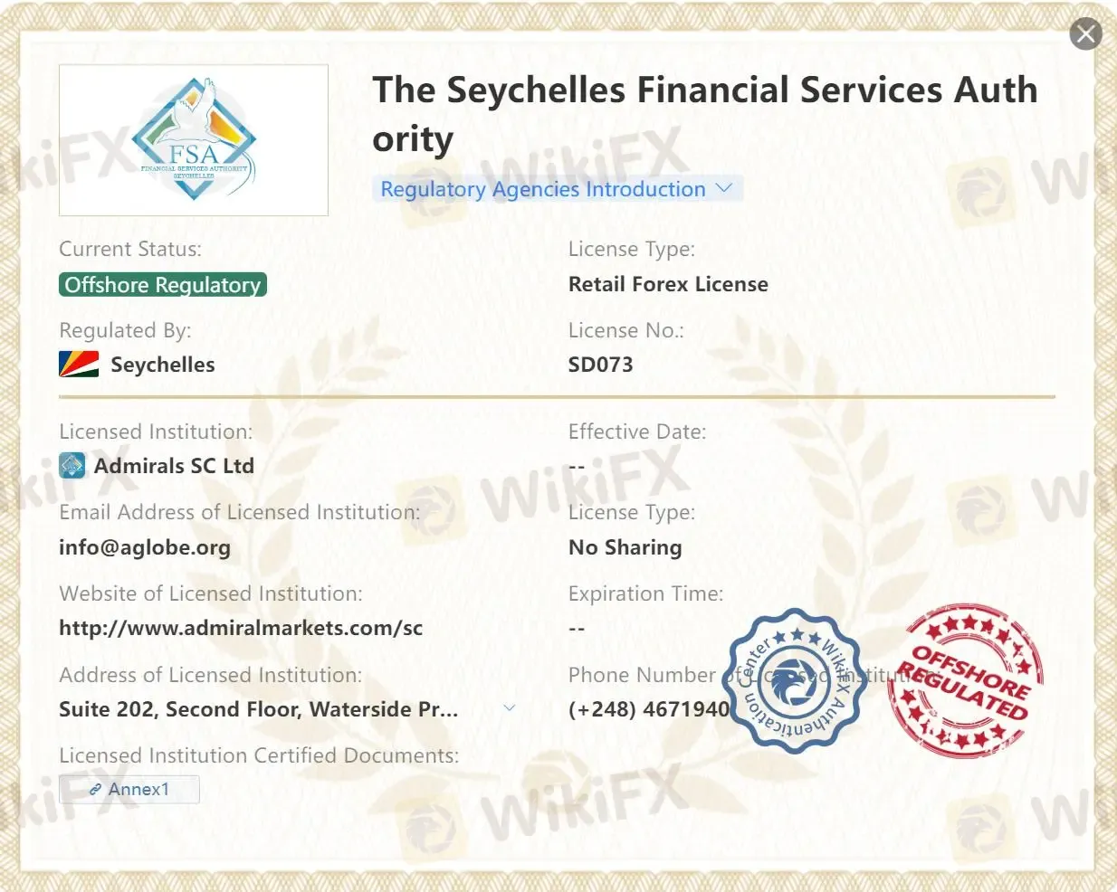 Offshore regulated by FSA Offshore regulated by FSA