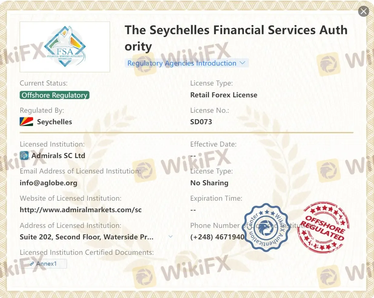 Offshore regulated by FSA