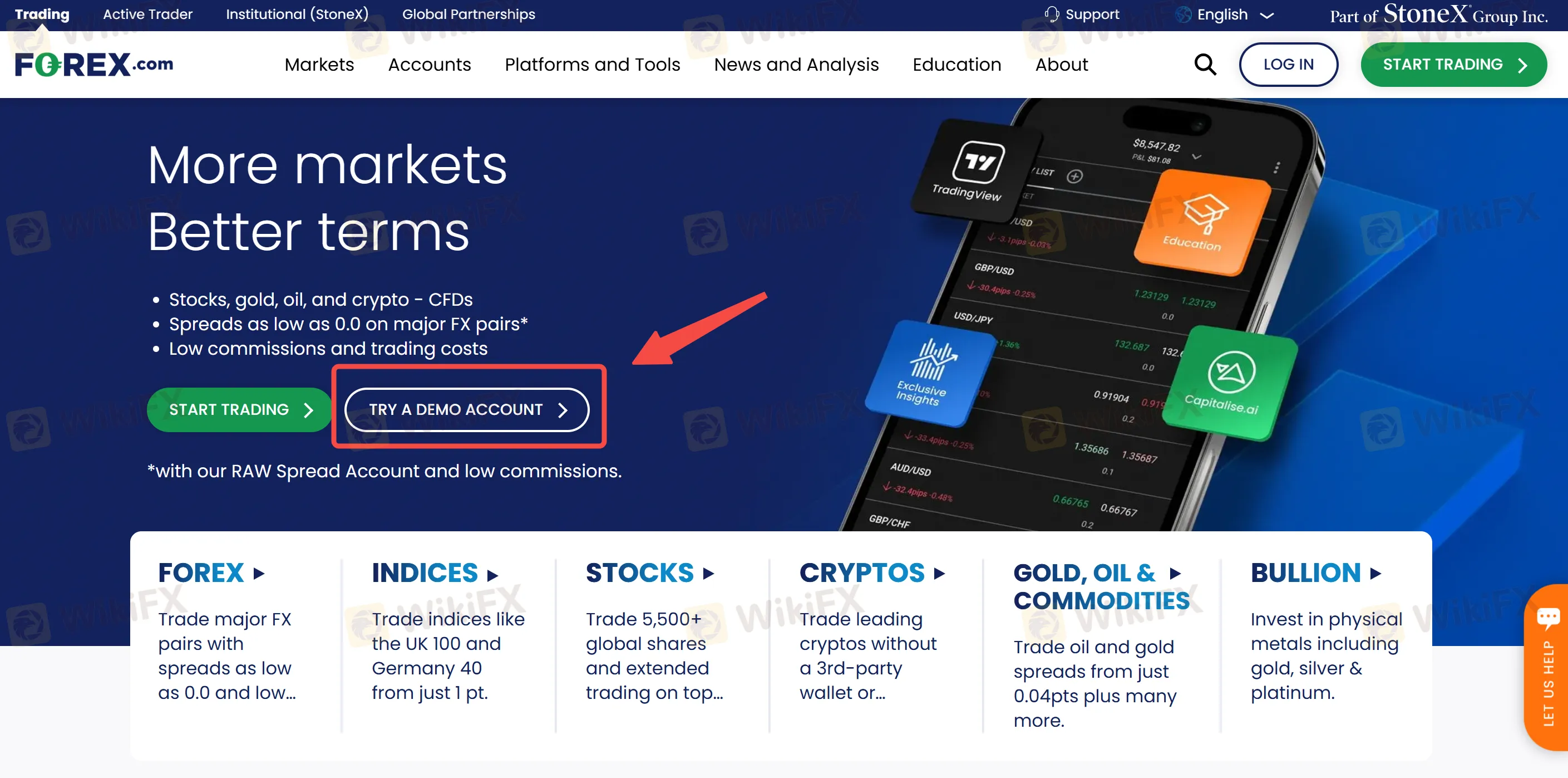 Click the TRY A DEMO ACCOUNT button Click the TRY A DEMO ACCOUNT button