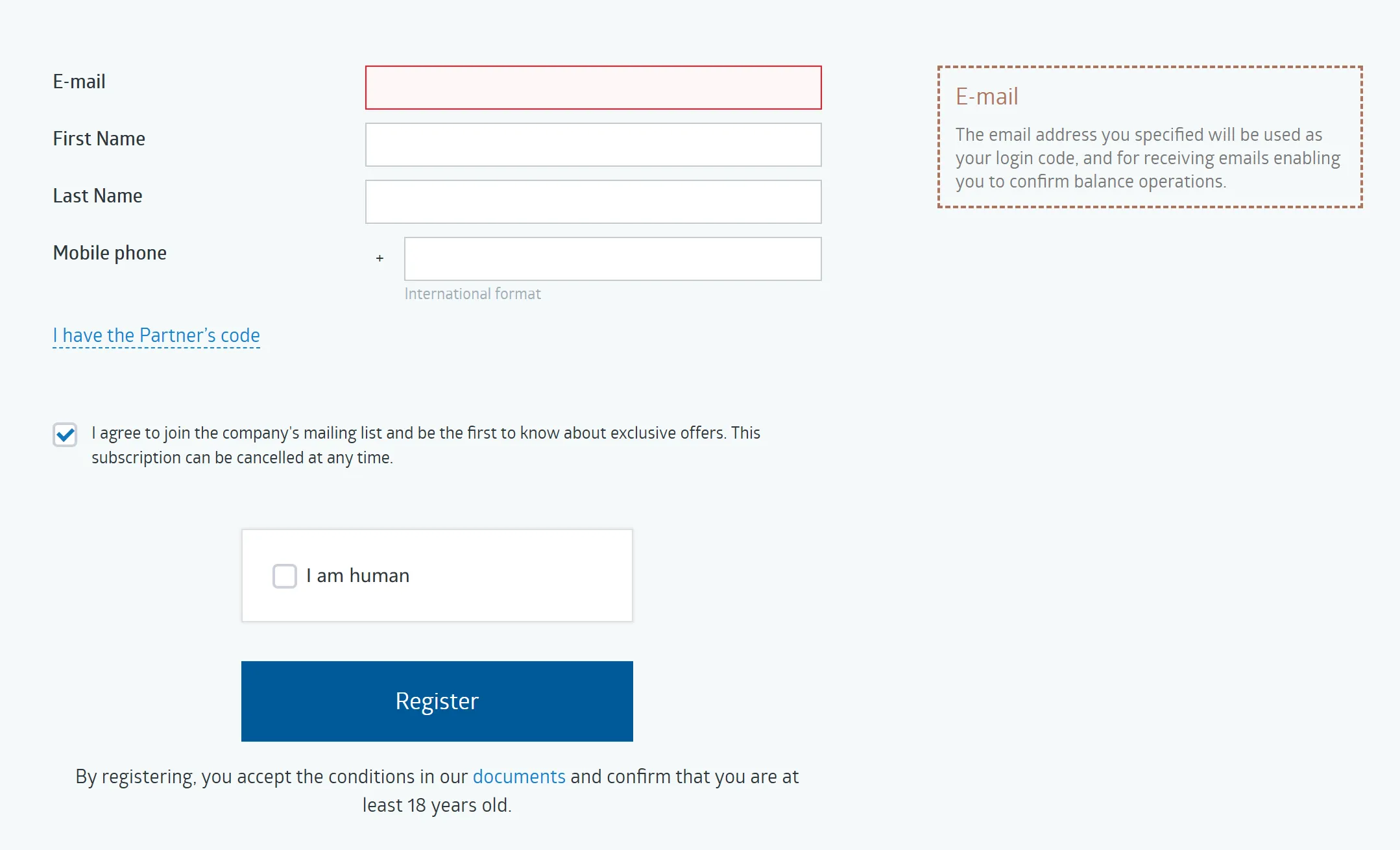 Fill in required info Fill in required info