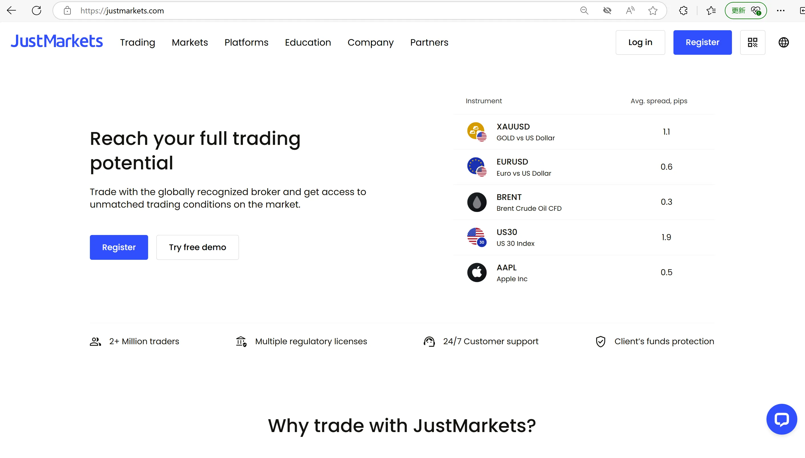 JustMarkets домашняя страница JustMarkets домашняя страница