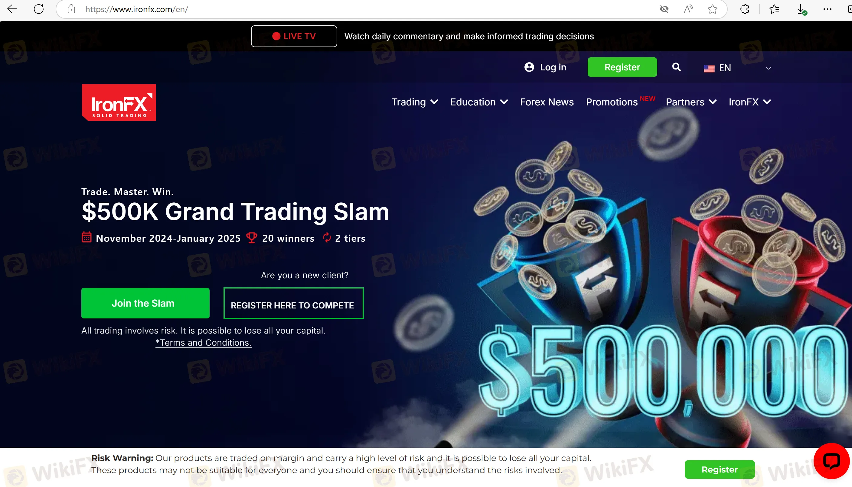 IronFX's homepage