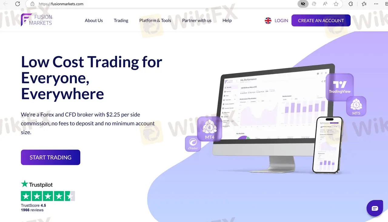 Fusion Markets' home page Fusion Markets' home page