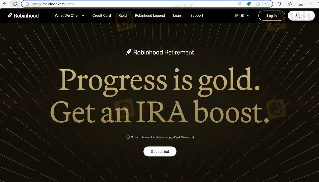 Robinhood's homepage Robinhood's homepage