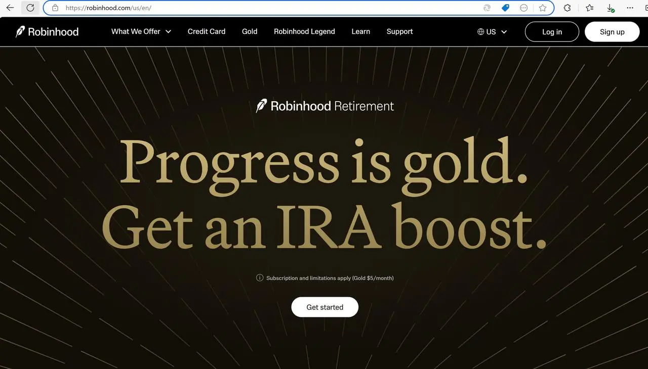 Robinhood homepage